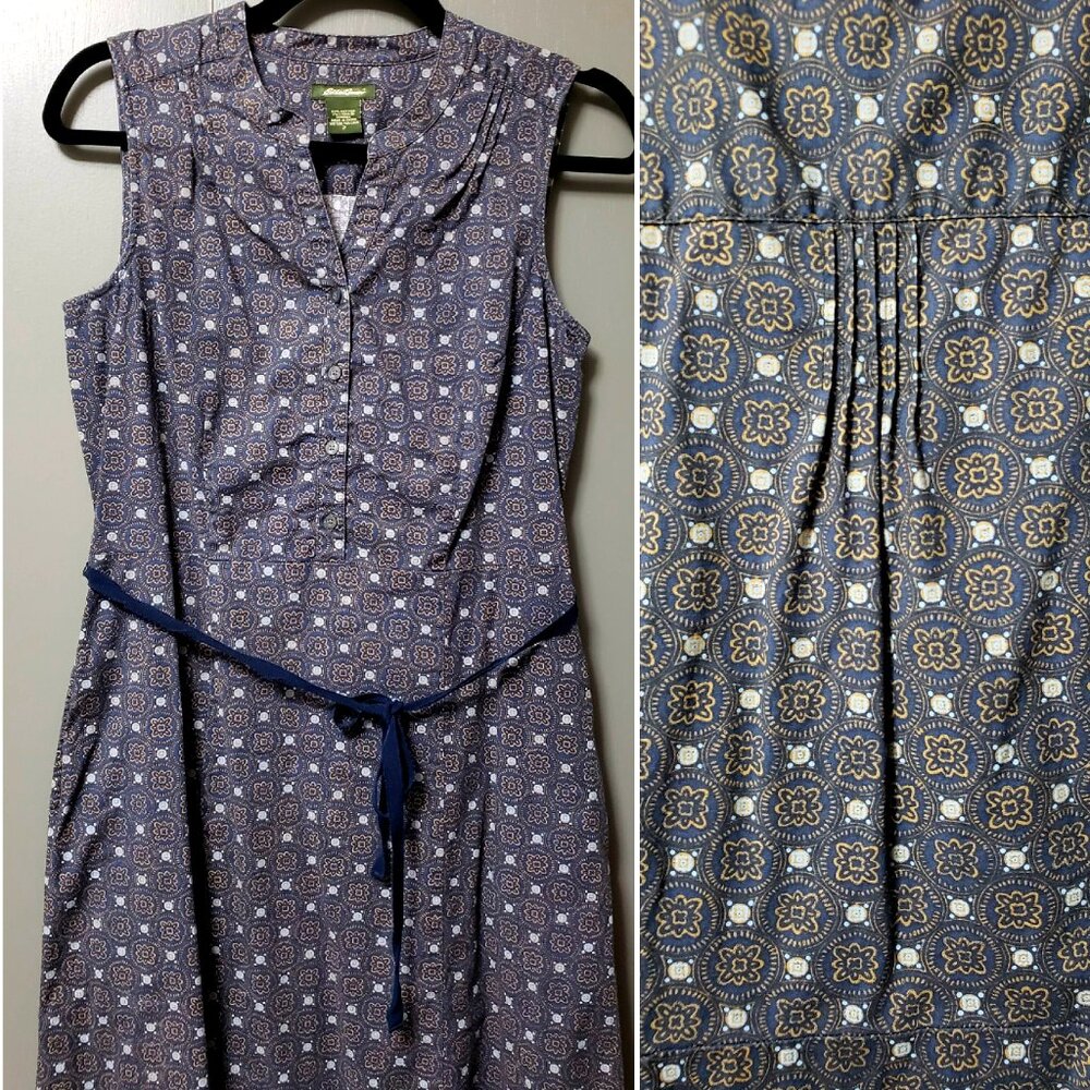 Eddie Bauer Patterned Midi Flare Dress w/Pockets